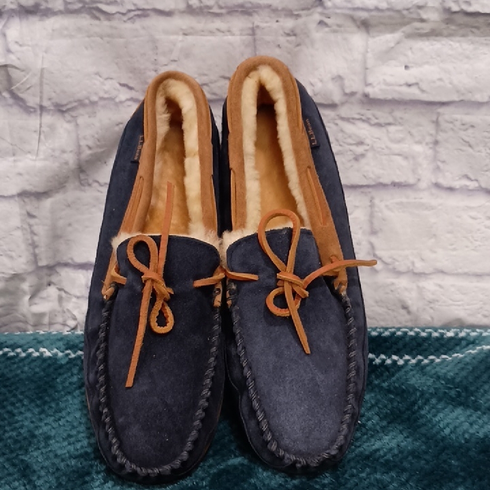 L.L. Bean Blue and Tan Loafers Slip-On Comfort